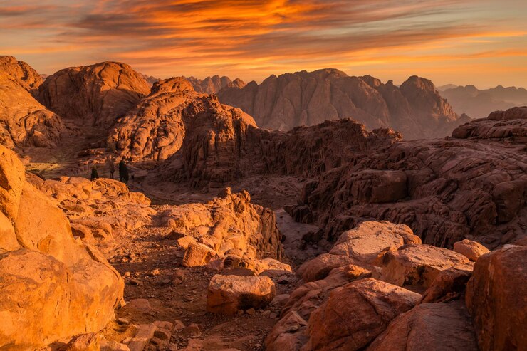 View From Mount Sinai Sunrise Beautiful Mountain Landscape Egypt 620810 222